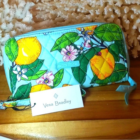 Vera Bradley Handbags - NWT Vera Bradley LEMON GROVE Cotton RFID Accordion Wristlet NWT -  8” x 4”